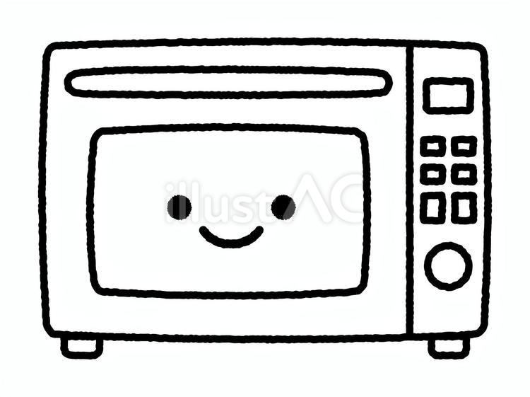 かわいい手描きの電子レンジの線画イラスト 電子レンジ,家電,料理のイラスト素材