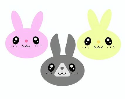 Three-color rabbit, JPG, PNG and AI Three-color rabbit, rabbit, pink, yellow, JPG, PNG and AI