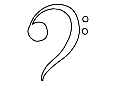 ヘ音記号　線画 ヘ音記号,音楽,音符,音楽記号,手描き,落書き風,線画,主線のみ,モノクロ,塗り絵のイラスト素材