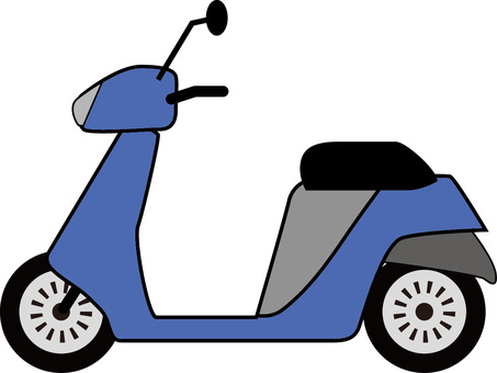 原付　　 原付,バイク,スクーター,乗り物,移動,手軽,線画,青のイラスト素材