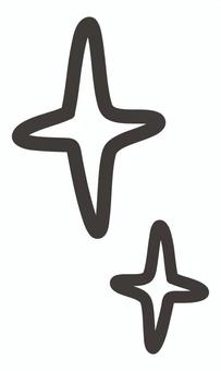 キラキラ2(手書き風/モノクロ1色) キラキラ,クロスハッチ,ひし形,手書き,モノクロ,1色,ダークグレー,黒,単色,ゆるいのイラスト素材