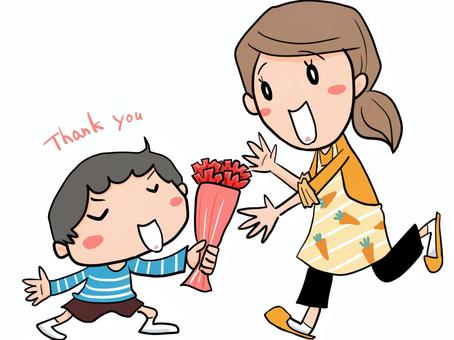 A boy who hands carnation on Mother's Day, весна, улыбка, цветок, JPG and PNG