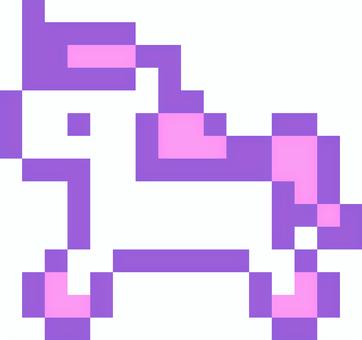 ドット絵のユニコーン(全身) ユニコーン,馬,ゆめかわいい,かわいい,ポップ,ファンシー,ファンタジー,メルヘン,パステルカラー,ドット絵のイラスト素材