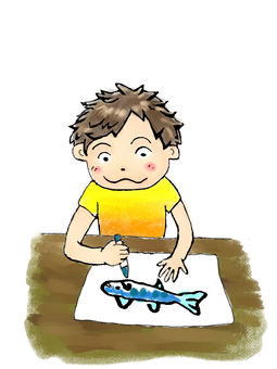 Illustration, boy, juvenile, painting, 