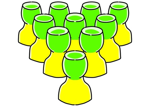 コカボムを三角に平に並べる コカボム,三角,アルコール,ショット,グラス,カラーのイラスト素材