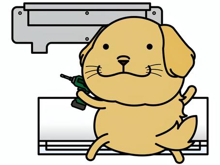 ゴールデンさん エアコン取付 エアコン,取り付け,ゴールデンレトリバーのイラスト素材