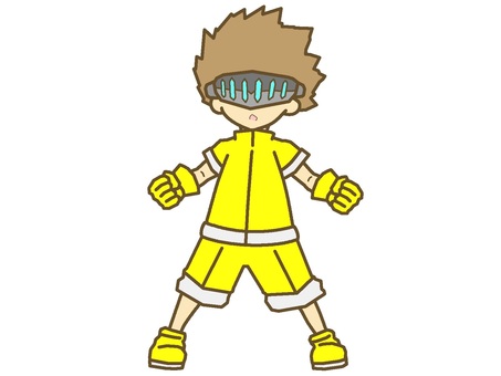 A boy wearing a mask with a yellow motif, , JPG and PNG