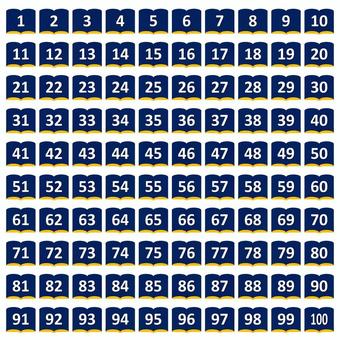 本型の1〜100までの数字素材 数字,番号,100,ナンバリング,連番,１０,２０,３０,４０,５０のイラスト素材