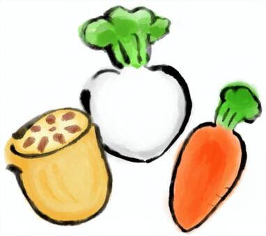 Illustration, turnip, brush painting, hand drawn, JPG and PNG