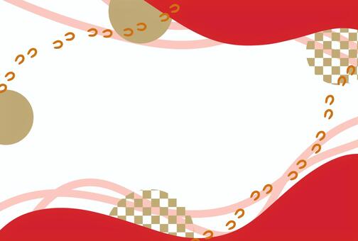 新春　馬の足跡フレーム フレーム,和風,金,紅白,馬,足跡,午年,花,メッセージ,スペースのイラスト素材