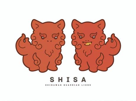 Illustration, shisa, okinava, karakter, 