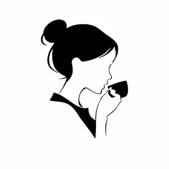 アイコン　コーヒーを飲む女性