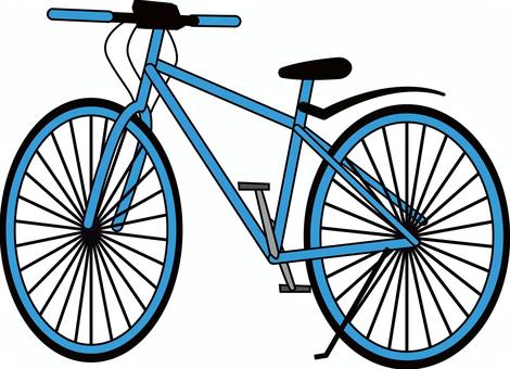 自転車　　 自転車,二輪,サイクル,クロスバイク,スポーツタイプ,駐輪,線画,青のイラスト素材