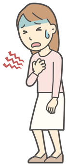  ロングヘア女性-074-全身 症状,女性,女の子,人物,かわいい,病気,心筋梗塞,狭心症,若い,挿絵のイラスト素材