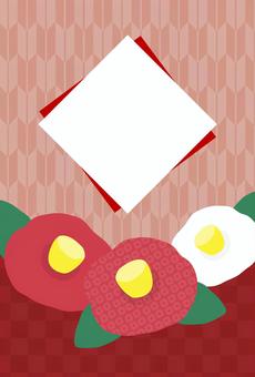 椿の年賀状、和柄背景・和風フレーム 椿,年賀状,背景,和柄,おしゃれ,フレーム,正月,お正月,つばき,和風のイラスト素材