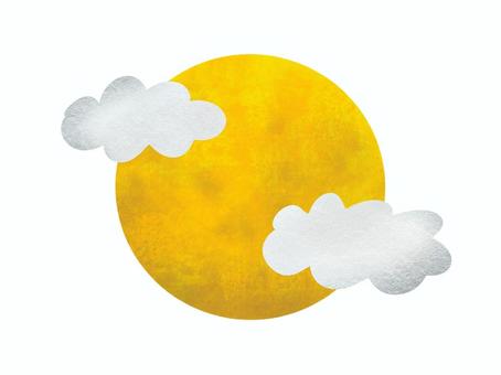 雲がかかる月（イラスト風）