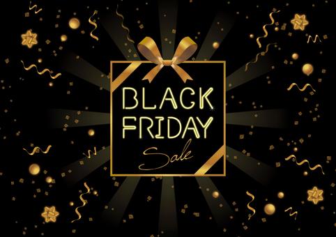 ブラックフライデー ブラックフライデー,セール,バーゲン,割引,金色,リボン,ショッピング,買い物,キャンペーン,特売のイラスト素材