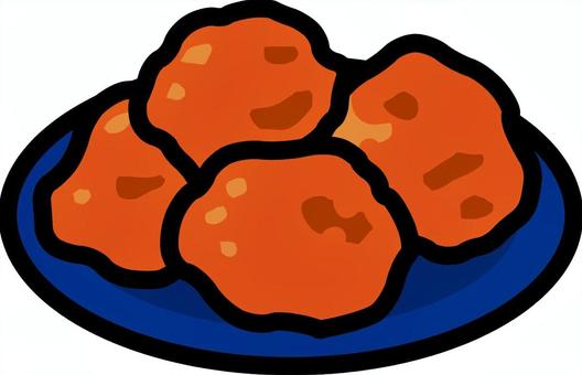 ネイビーの皿の唐揚げです。 唐揚げ,シンプル,揚げ物,鶏肉,食べ物,料理,おかず,定番,食卓,ごちそうのイラスト素材