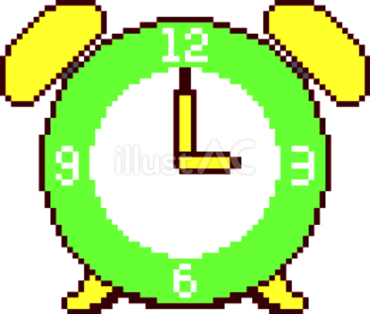 ドット絵の緑の目覚まし時計です。 ドット絵,目覚まし,時計のイラスト素材