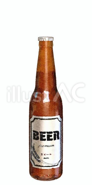 水彩塗り・瓶ビール（小瓶/334ml） ビール,生ビール,アルコールのイラスト素材