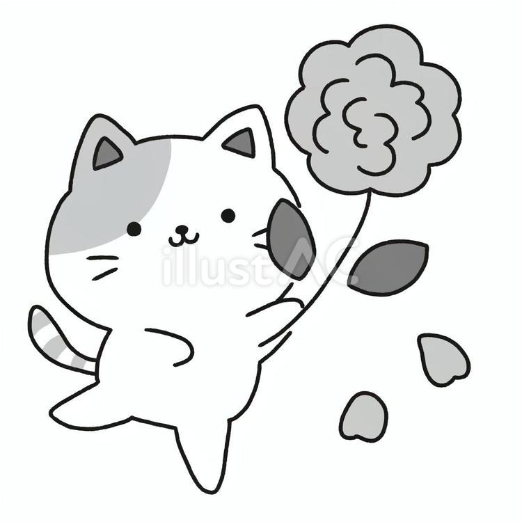 薔薇をもった猫 父の日,猫,薔薇のイラスト素材