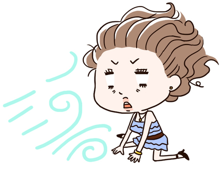 風に吹かれる女性 風,ショック,女性,可愛い,ドレスのイラスト素材