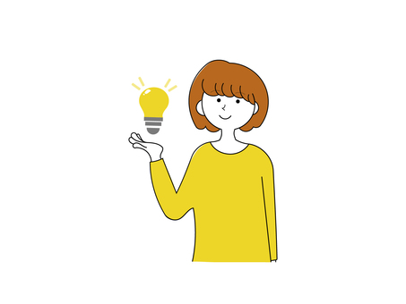 Light bulb and woman inspiration, , JPG, PNG and AI