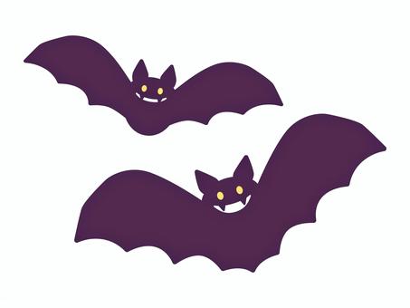 こうもり_パープル こうもり,ハロウィン,ベクター,デザイン,パーツ,アイコン,2匹のイラスト素材