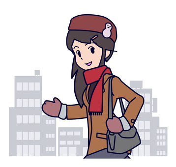 挨拶をする女性 (冬) 女性,10代,20代,30代,挨拶のイラスト素材