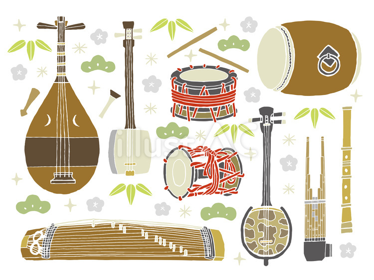 Free Vectors | Illustration set of Japanese musical instruments