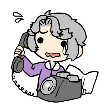 泣いて黒電話をかけるおばあさん おばあさん,泣く,黒電話,通話,話,家電,困る,戸惑う,焦る,かけるのイラスト素材