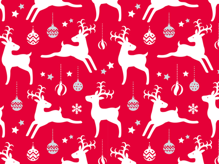 トナカイとオーナメントのパターン_02 トナカイ,クリスマス,モチーフ,パターン,柄,模様,シンプル,大人っぽい,おしゃれ,シックのイラスト素材