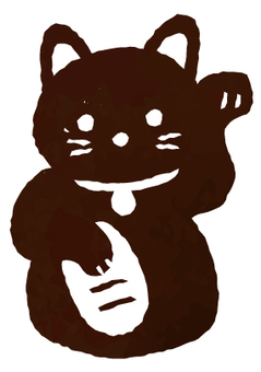 手書きの和のアイコン（招き猫） 手書き,招き猫,ねこ,幸運,置き物,飾り,縁起物,縁起,商売繁盛,開運招福のイラスト素材