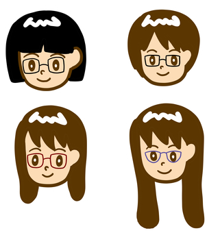 眼鏡女子 メガネ,女子,女性,女の子,小学生,中学生,高校生,大学生,にこにこ,笑顔のイラスト素材
