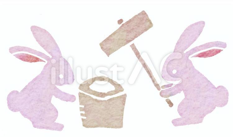 秋の水彩木版画シリーズ 十五夜ウサギ🐇 ウサギ,卯年,卯のイラスト素材