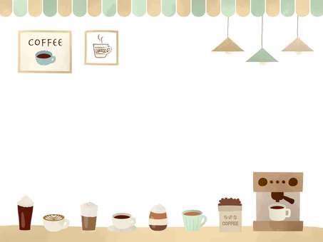 カフェのイラスト背景01 カフェ,コーヒー,ホットコーヒー,アイスコーヒー,カフェラテ,エスプレッソ,カプチーノ,店内,コーヒーショップ,マグカップのイラスト素材
