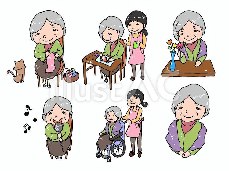 かわいいおばあちゃん 高齢者,介護,福祉のイラスト素材