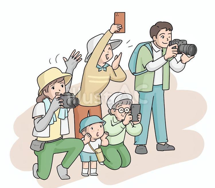 小学校運動会　写真を撮る家族 小学校,運動会,家族のイラスト素材
