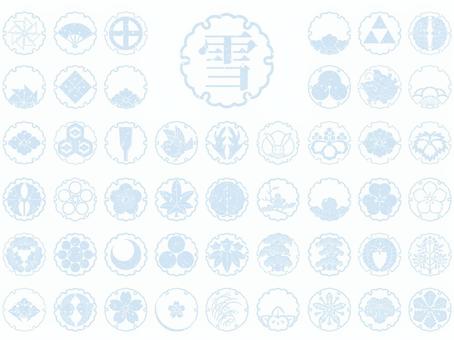 Japanese Pattern_Snow Flower Crest_Light Blue_Haze_1, estilo japonés, nieve, patrón de copos de nieve, JPG, PNG and AI