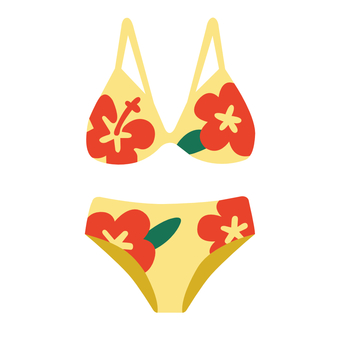 Illustration, bikini, bathing suits, hibiscus, 