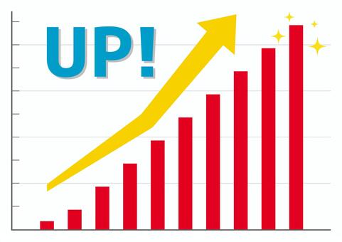 棒グラフ-1-上昇 上昇グラフ,グラフ,上昇中,右上がり,右肩上がり,矢印,アップ,up,上昇,急増のイラスト素材