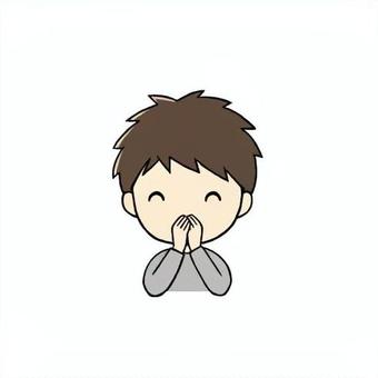 口をおさえる小学生男児 口,おさえる,ふさぐ,両手,秘密,内緒,笑顔,ニヤニヤ,少年,男児のイラスト素材