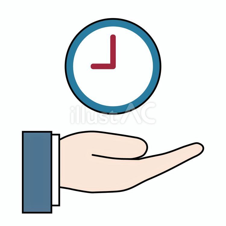 手のひらの上に時計 手のひら,手,サインのイラスト素材