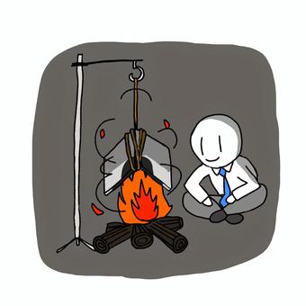 Illustration, office worker, computer, burn, 