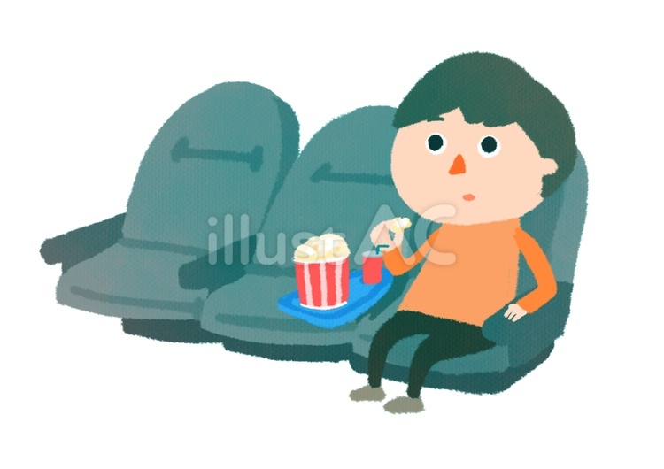 平日の映画館 映画館,ポップコーン,鑑賞中のイラスト素材