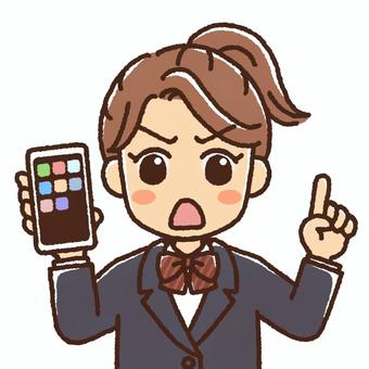 A female student holding a smartphone and pointing her finger up, JPG and PNG A female student holding a smartphone and pointing her finger up, , JPG and PNG