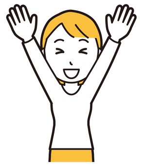  ロングヘア女性(黄)-552-バスト 挙手,女性,女の子,人物,かわいい,手,バストアップ,上半身,若い,挿絵のイラスト素材