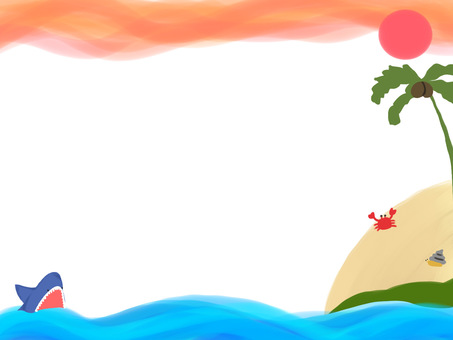 Shark Frame, a shark, island, palm tree, JPG and PNG