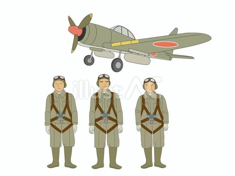 特攻隊とゼロ戦 特攻隊,零戦,戦争のイラスト素材