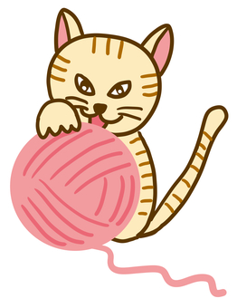 猫と毛糸 猫,毛糸,子猫,ネコ,じゃれる,子猫ちゃん,糸,毛玉,転がす,遊ぶのイラスト素材